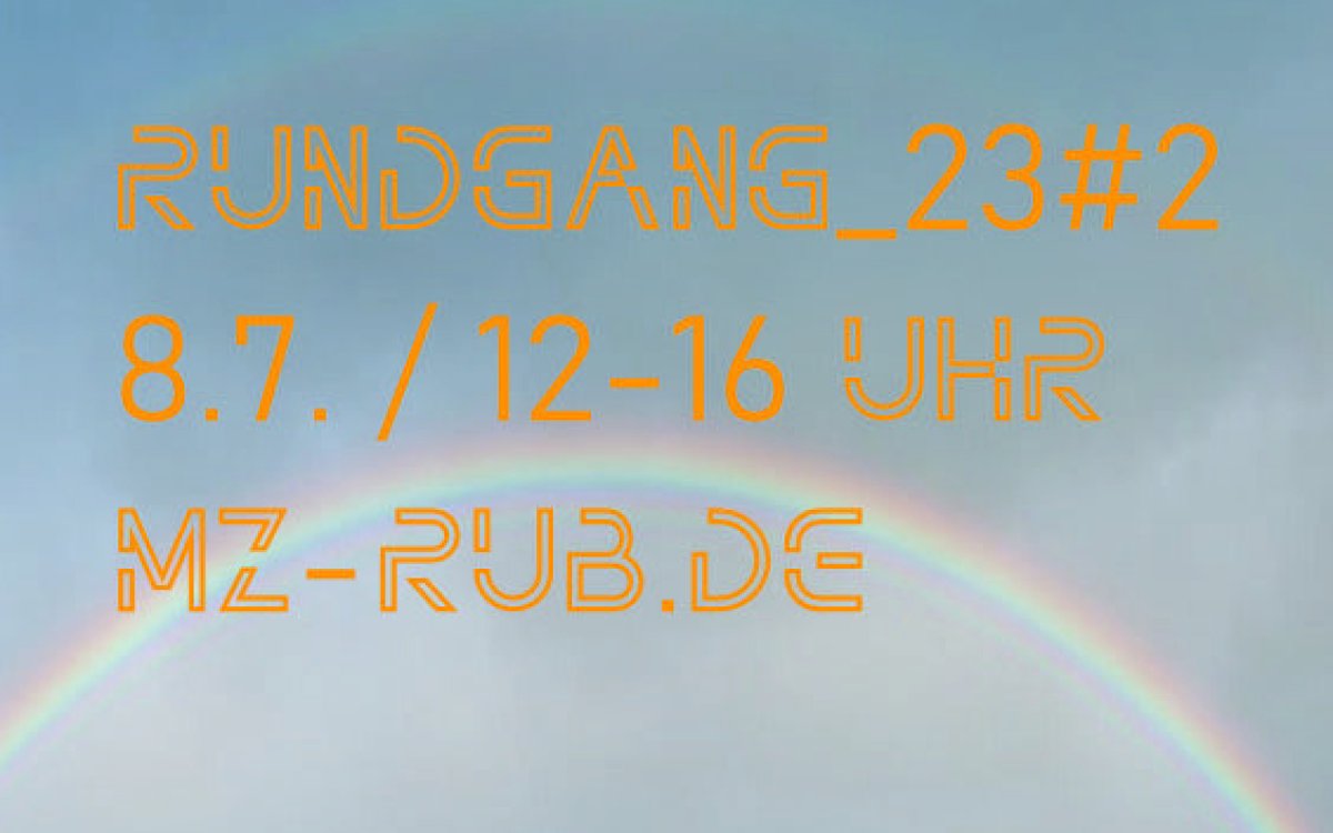 poster einladung zum rundgang malerei zeichnung objekt im mz 2023 8.7. samstag regenbogen am himmel